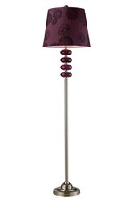 Vidrio Floor Lamp in Brushed Steel and Plum Blown Glass with Plum and Black Flocking Shade with Lila