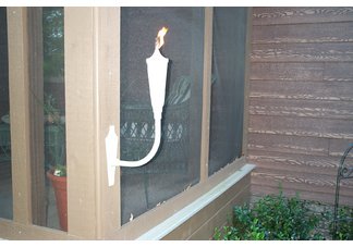 Pair of crater white die cast aluminum patio sconce torches
