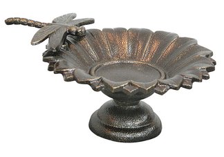 Antique Brass Dragonfly Tabletop Birdbath