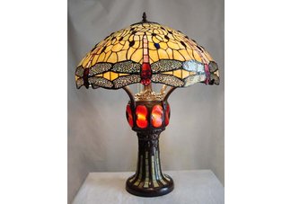 Dragonfly Lighted Base Tiffany Table Lamp