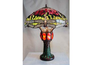 Dragonfly Lighted Base Tiffany Table Lamp