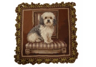 Elegant Terrier Needlepoint Pillow