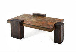 African Slate and Pine Cocktail Table