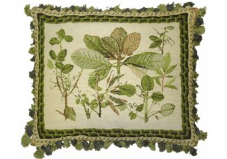 Fern and Bamboo Needlepoint Pillow