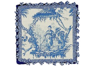 Blue Chinese Fishwoman Needlepoint Pillow
