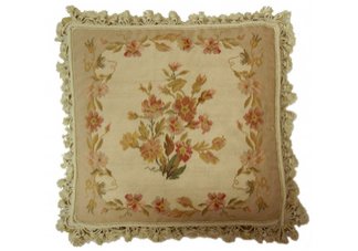 Vintage Floral Needlepoint Pillow