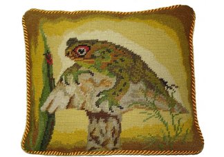 Frog Needlepoint Pillow