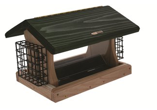 5 Qt. Hopper Bird Feeder with 2 Suet Cages-Green Roof