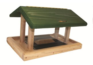 6 Qt. 4-Sided Hopper Bird Feeder with Green Roof