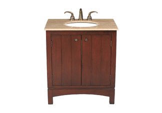 Charleston Single Sink Vanity with Travertine Marble Top
