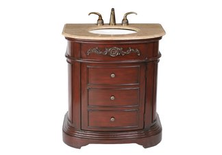 Stella Single Sink Vanity with Travertine Marble Top