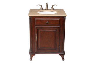 Lucy Single Sink Vanity with Travertine Marble Top