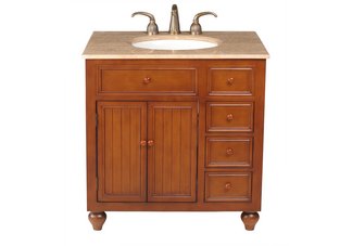 Mary Single Sink Vanity with Travertine Marble Top