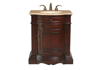 Catherine Single Sink Vanity with Travertine Marble Top