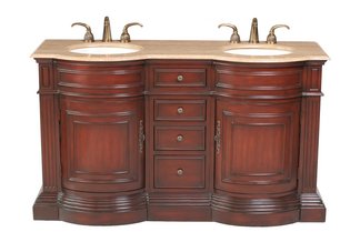 Catherine Double Sink Vanity with Travertine Marble Top