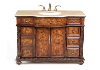 Amelia Single Sink Vanity with Travertine Marble Top