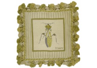 Grasshopper Needlepoint Pillow
