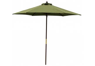 Green 9-ft Wood Market Umbrella