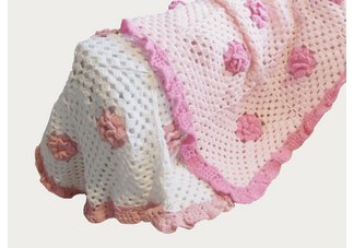 Babykins Hand Crafted Crocheted Pretty Rose Baby Blanket