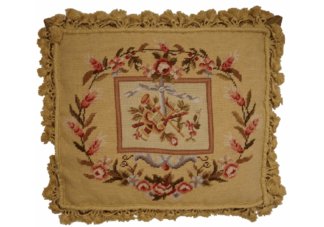 Gold Harp Music Needlepoint Pillow