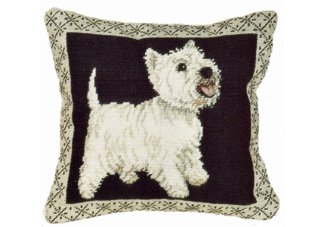 Highland Terrier Needlepoint Pillow