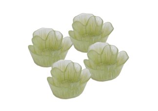 S/4 Glass Tulip Votive Holders-Lime Stripe