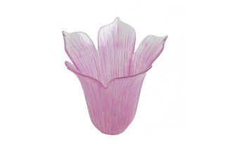 Glass Tulip Vase - Pink Stripe