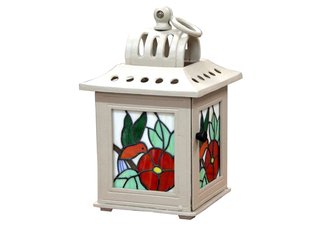 Sandstone Beige Hummingbird Tiffany Candle Lantern