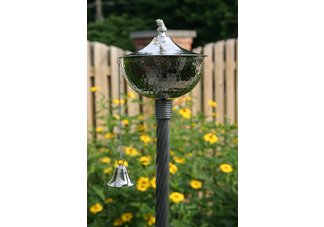 Presidential series hammered nickel coated brass bowl patio torch
