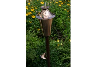 Kona Deluxe series nickel patio torch with hardwood ground pole