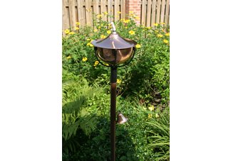 Maui nickel tiki torch with hardwood ground pole