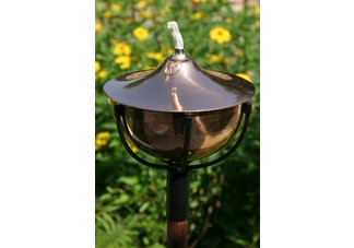 Maui copper tiki torch with hardwood ground pole