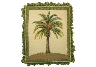 Island Palm Needlepoint Pillow