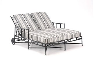 Chelsea Cast Aluminum Double Chaise with Arms and Wheels