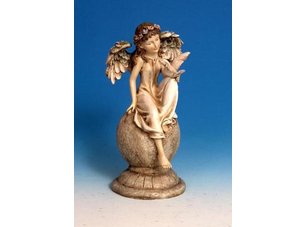 Garden Angel On Stone Ball Finial