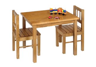 Kids Table 3-pc. Set - Solid Oak Table