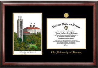 University of Kansas Gold embossed frame with limited edition lithograph