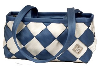 Maggie Bags Light Blue/White Small Seatbelt Tote