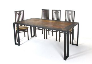 Tiled Slate and Steel Dining Table
