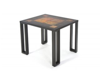 Tiled Slate and Steel Lamp Table