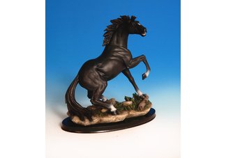 Black Horse on Wood Base