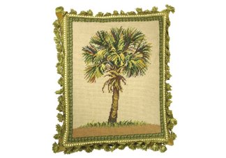 Monaco Palm Tree Needlepoint Pillow