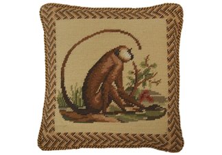 Long Tail Monkey Needlepoint Pillow