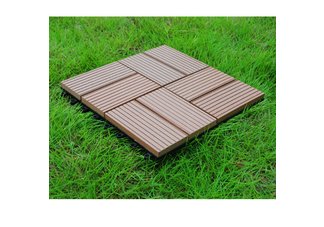 Eight piece bamboo composite deck tiles