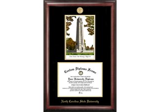 North Carolina State University Gold embossed frame with limited edition lithograph