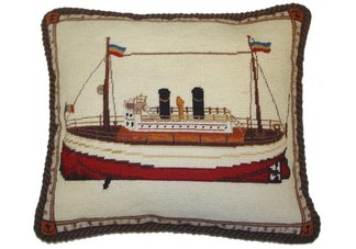 Ocean Liner Needlepoint Pillow