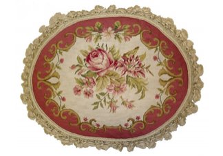 Oval Roses Needlepoint Pillow