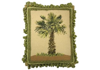 Pacific Palm Tree Needlepoint Pillow