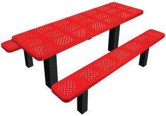 picnic table, perforated metal picnic table, commercial site furnishings, permanent mount tables