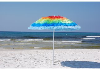 Rainbow Raffia Beach Umbrella